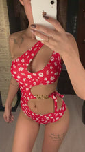 Load and play video in Gallery viewer, Asymmetrical Single Shoulder Floral Monokini
