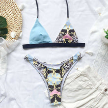 Load image into Gallery viewer, Splicing Printed Halter Bikini
