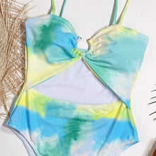 Load image into Gallery viewer, Tie Dye Tummy Cut Out Monokini One Piece Swimsuit
