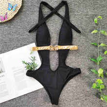 Load image into Gallery viewer, Plunge Neck Backless Monokini
