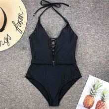 Load image into Gallery viewer, Halter Lace Up Backless Monokini
