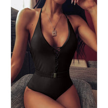 Load image into Gallery viewer, Halter Lace Up Backless Monokini
