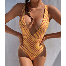 Load image into Gallery viewer, Plunge Neck Swimwear One Piece
