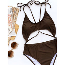 Load image into Gallery viewer, Tummy Cut Out Backless Monokini
