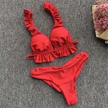 Load image into Gallery viewer, Ruffle-Strap Frilled Bikini
