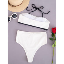 Load image into Gallery viewer, Halter Splicing Ribbed High Waist Bikini
