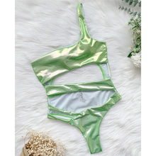 Load image into Gallery viewer, Metallic Asymmetric Monokini
