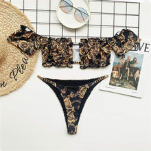 Load image into Gallery viewer, Floral Off Shoulder Bandeau Bikini
