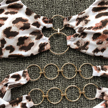 Load image into Gallery viewer, Leopard Metal Rings Brazilian Bikini
