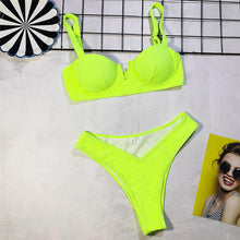 Load image into Gallery viewer, Underwired Neon Push Up Bikini
