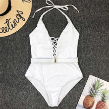 Load image into Gallery viewer, Halter Lace Up Backless Monokini
