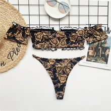 Load image into Gallery viewer, Floral Off Shoulder Bandeau Bikini
