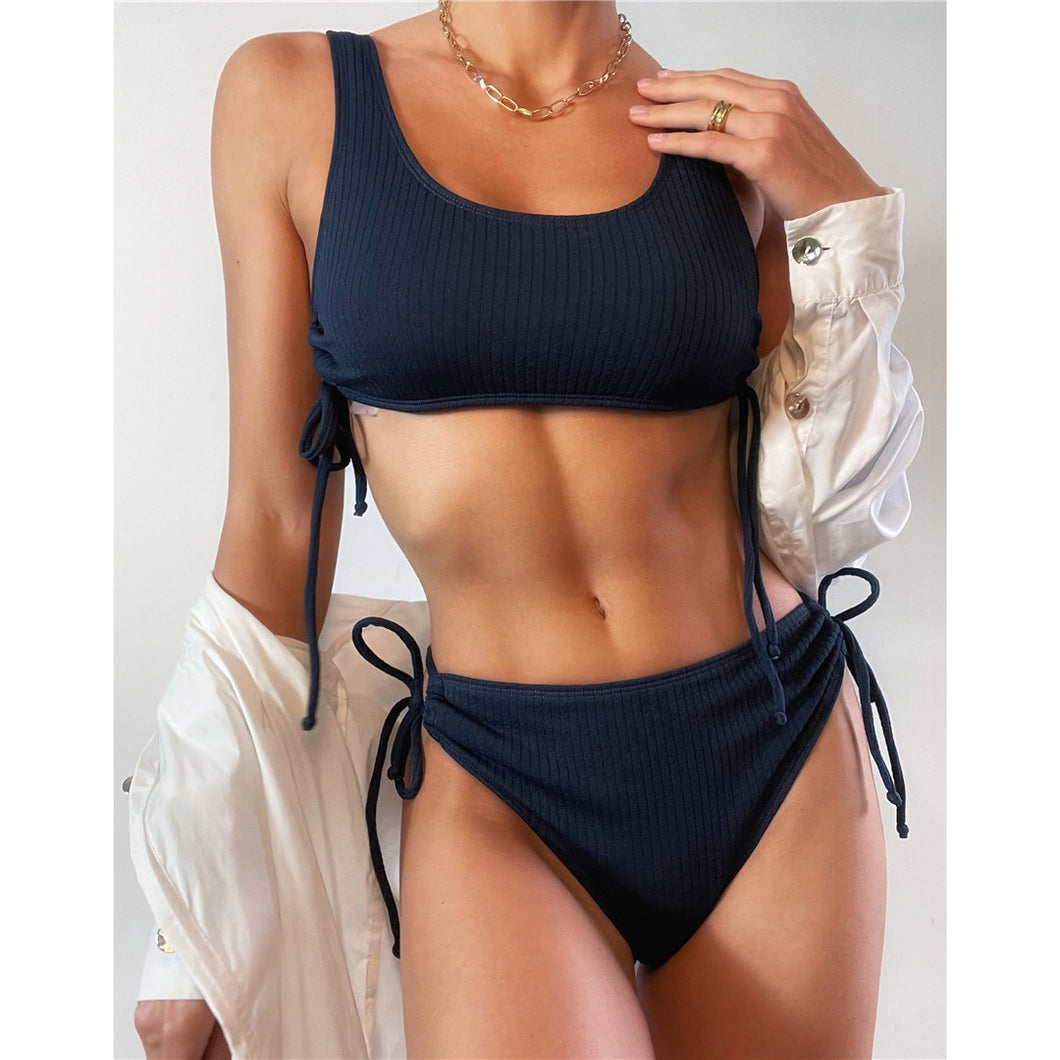 Drawstring Side Lace Up Bikini