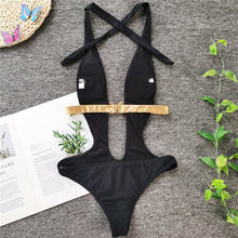 Load image into Gallery viewer, Plunge Neck Backless Monokini
