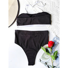 Load image into Gallery viewer, Halter Splicing Ribbed High Waist Bikini
