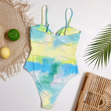 Load image into Gallery viewer, Tie Dye Tummy Cut Out Monokini One Piece Swimsuit
