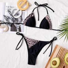 Load image into Gallery viewer, Halter Splicing Leopard Bikini
