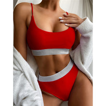 Load image into Gallery viewer, Shiny Elastic Band High Waist Bikini
