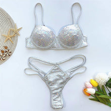 Load image into Gallery viewer, Shiny Sequins Push Up Bikini
