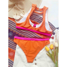 Load image into Gallery viewer, Splicing Cut Out High Neck Bikini
