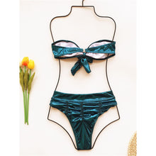 Load image into Gallery viewer, Metallic Shiny Bow High Waist Bikini
