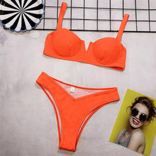 Load image into Gallery viewer, Underwired Neon Push Up Bikini
