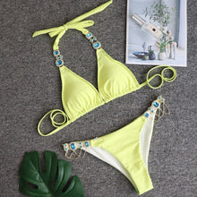 Load image into Gallery viewer, Big Shiny Diamond Halter Bikini
