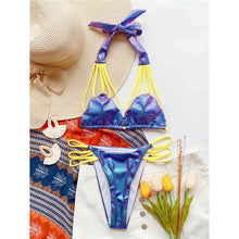 Load image into Gallery viewer, Halter Metallic High Cut Bikini
