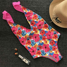 Load image into Gallery viewer, Floral Ruffle-strap One Piece Swimsuit
